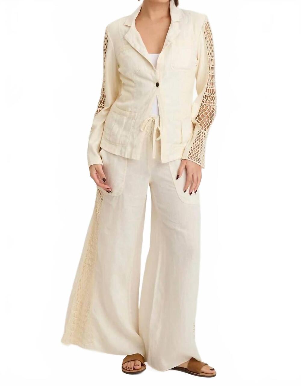 NEW XCVI garcia smocked pull-on wide leg pants in toasted almond